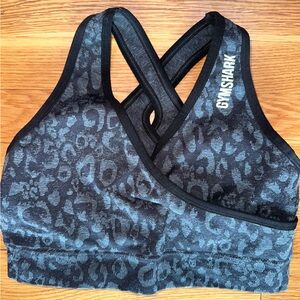 Gymshark Black and Gray Leopard Print Sports Bra